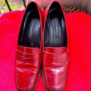 6 1/2  Red Sesto Mucci Italain Crocodile Loafers